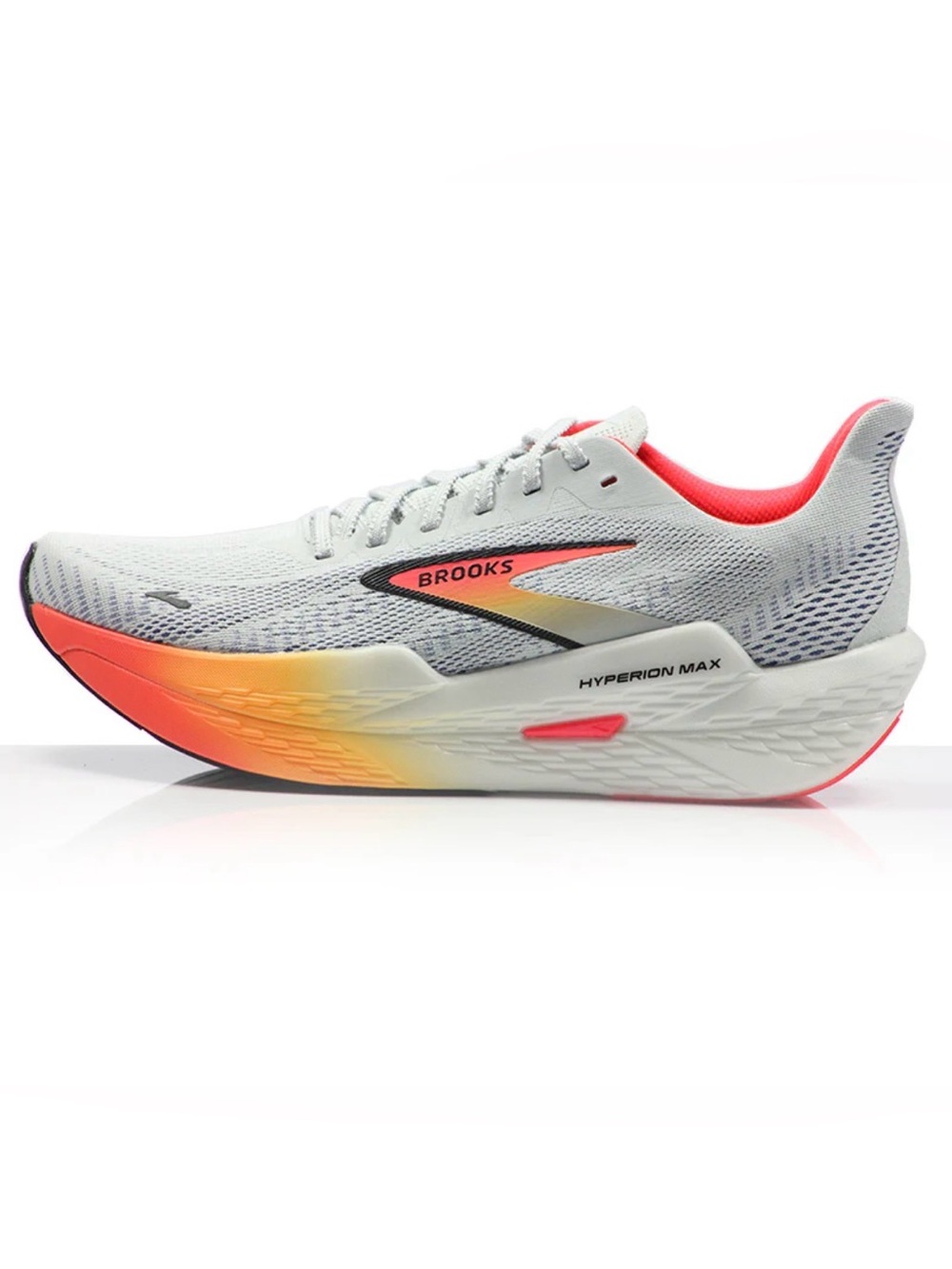 Brooks Hyperion Max Kids Sneakers in Light Gray with Coral and Yellow Gradient